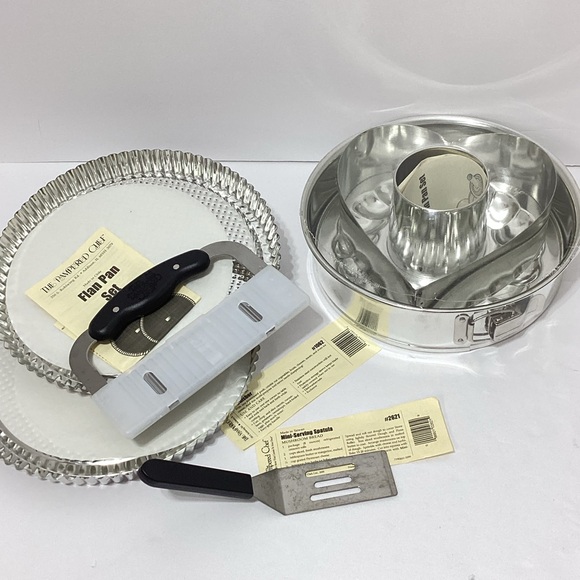 The Pampered Chef Lot Flan Pan Set Springform Pan Set Spatula Garnisher - Picture 1 of 10